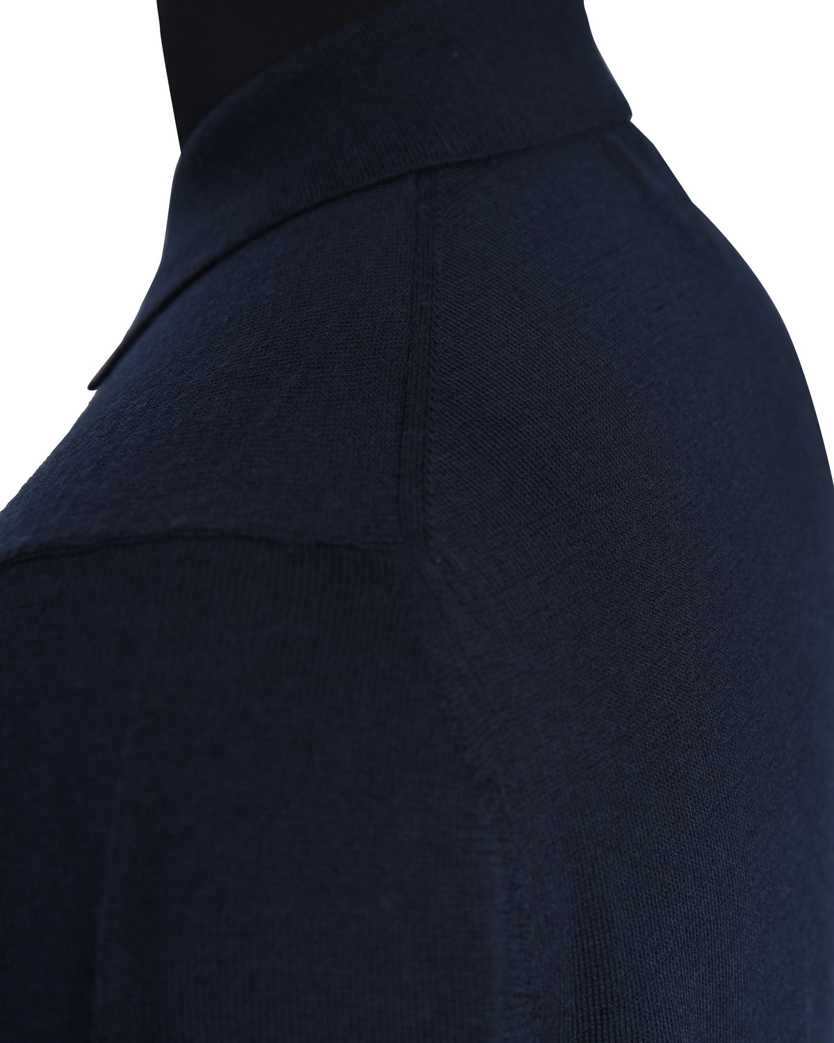 EZS Merino Wool Navy Long Sleeve Polo - 7