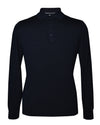 EZS Merino Wool Navy Long Sleeve Polo