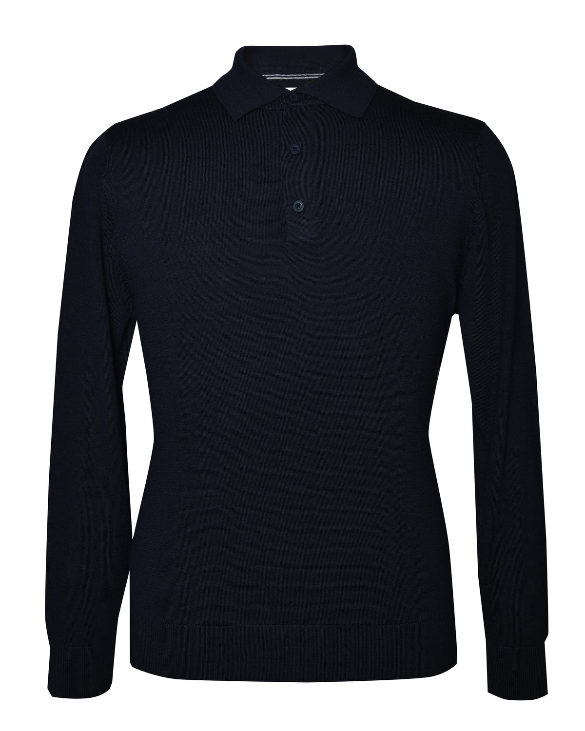 EZS Merino Wool Navy Long Sleeve Polo - 13
