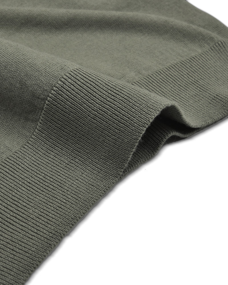 EZS Merino Wool Pale Olive  Long Sleeve Polo