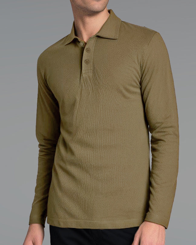 EZS Aria Olive Long Sleeve Polo