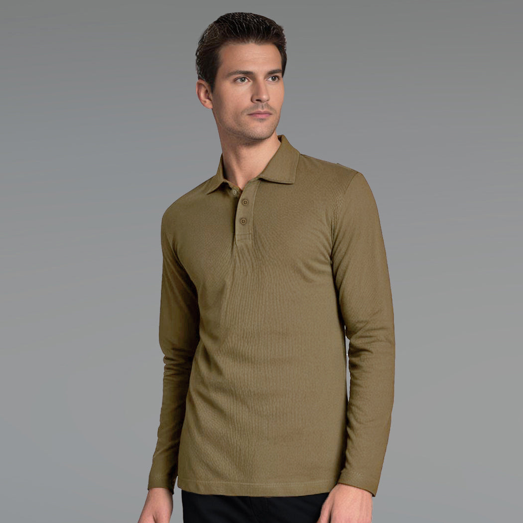 EZS Aria Olive Long Sleeve Polo