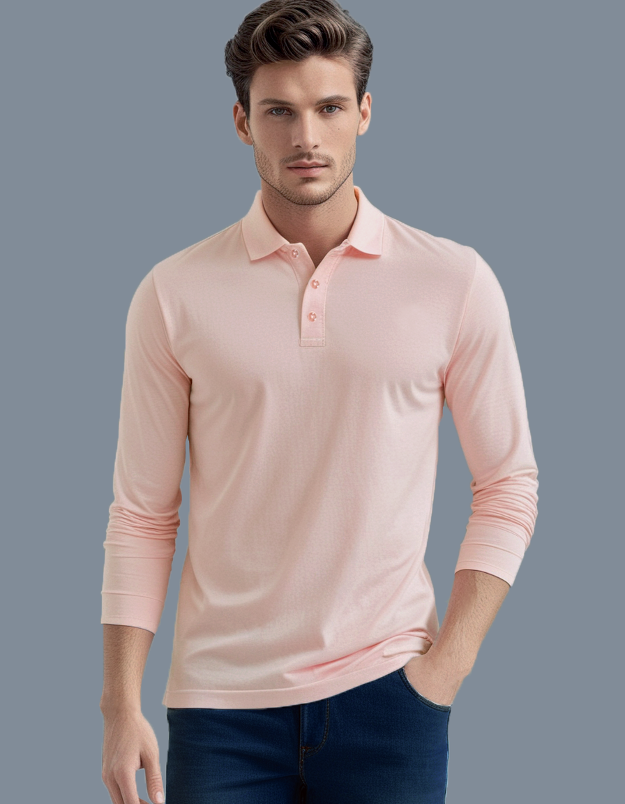 EZS Aria Pink Long Sleeve Polo