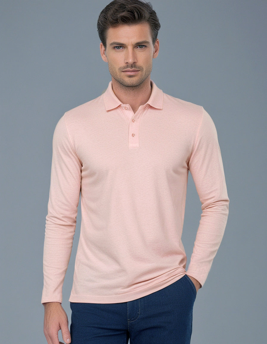 EZS Aria Pink Long Sleeve Polo