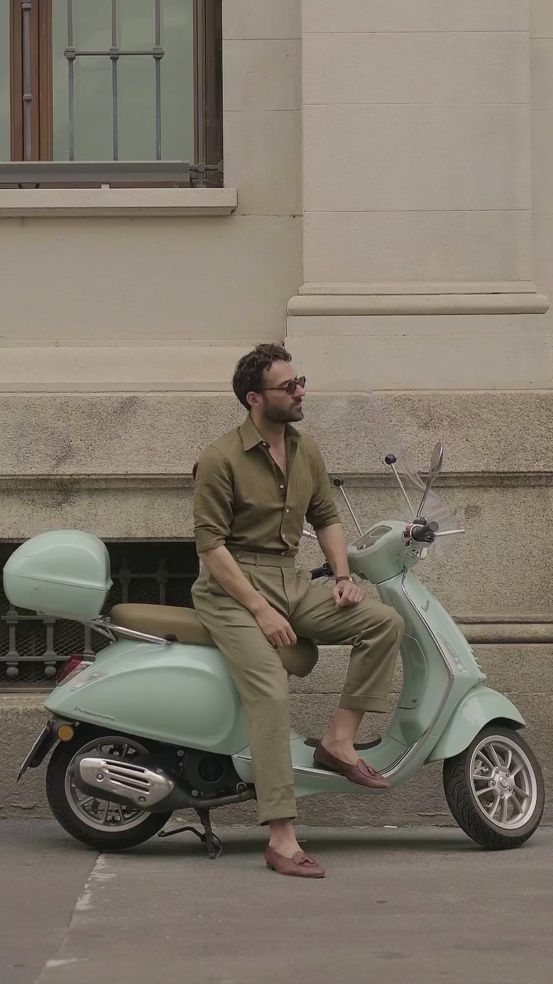 Olive Green Linen Shirt