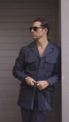 Safari Jacket in Linen Dark Indigo