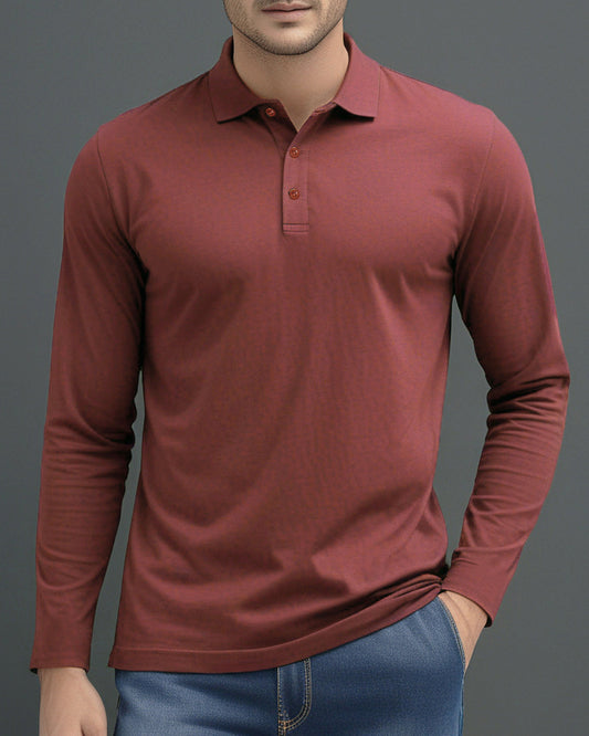 EZS Aria Rust Long Sleeve Polo