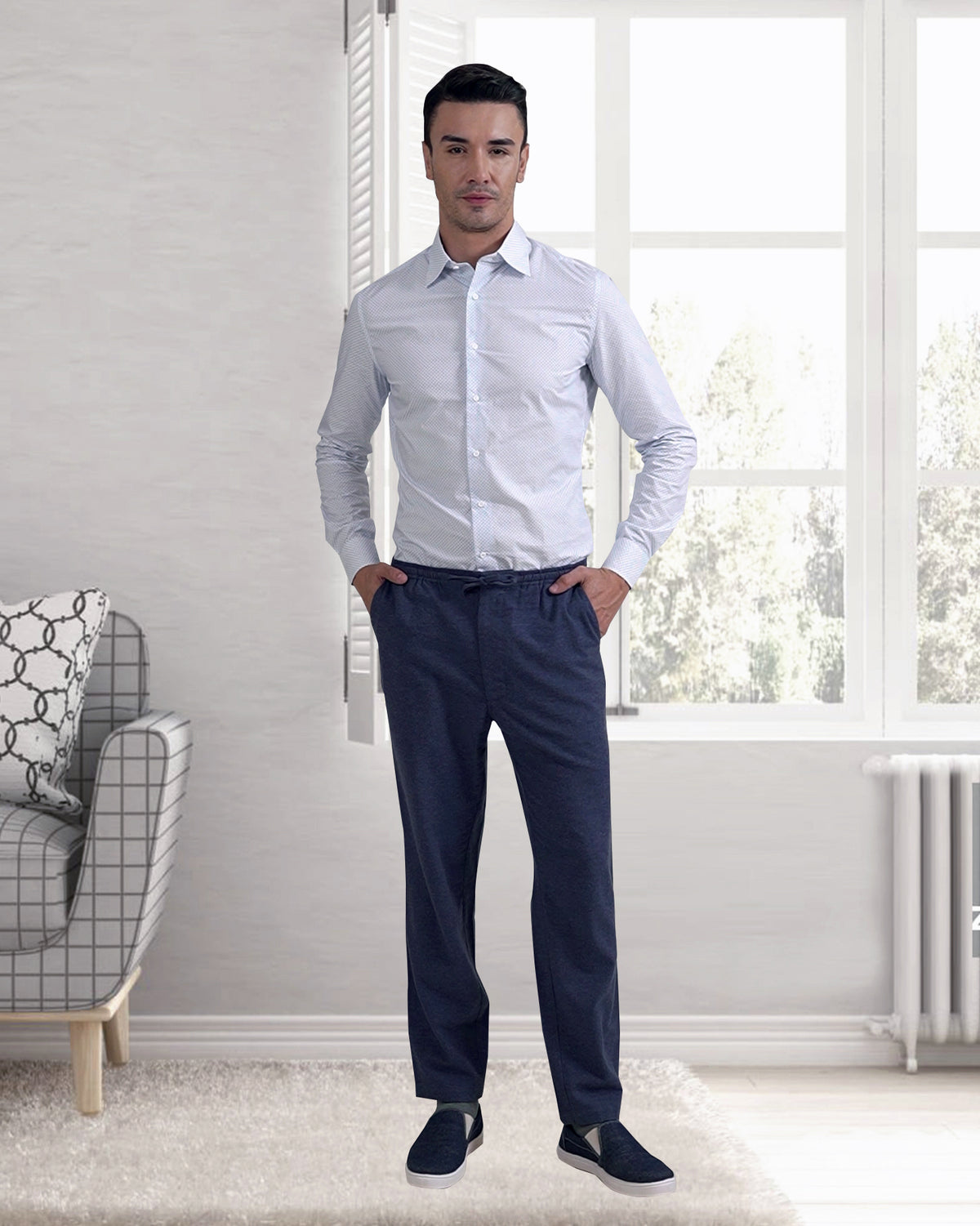 Classic Blue Bloom Print on White - 3
