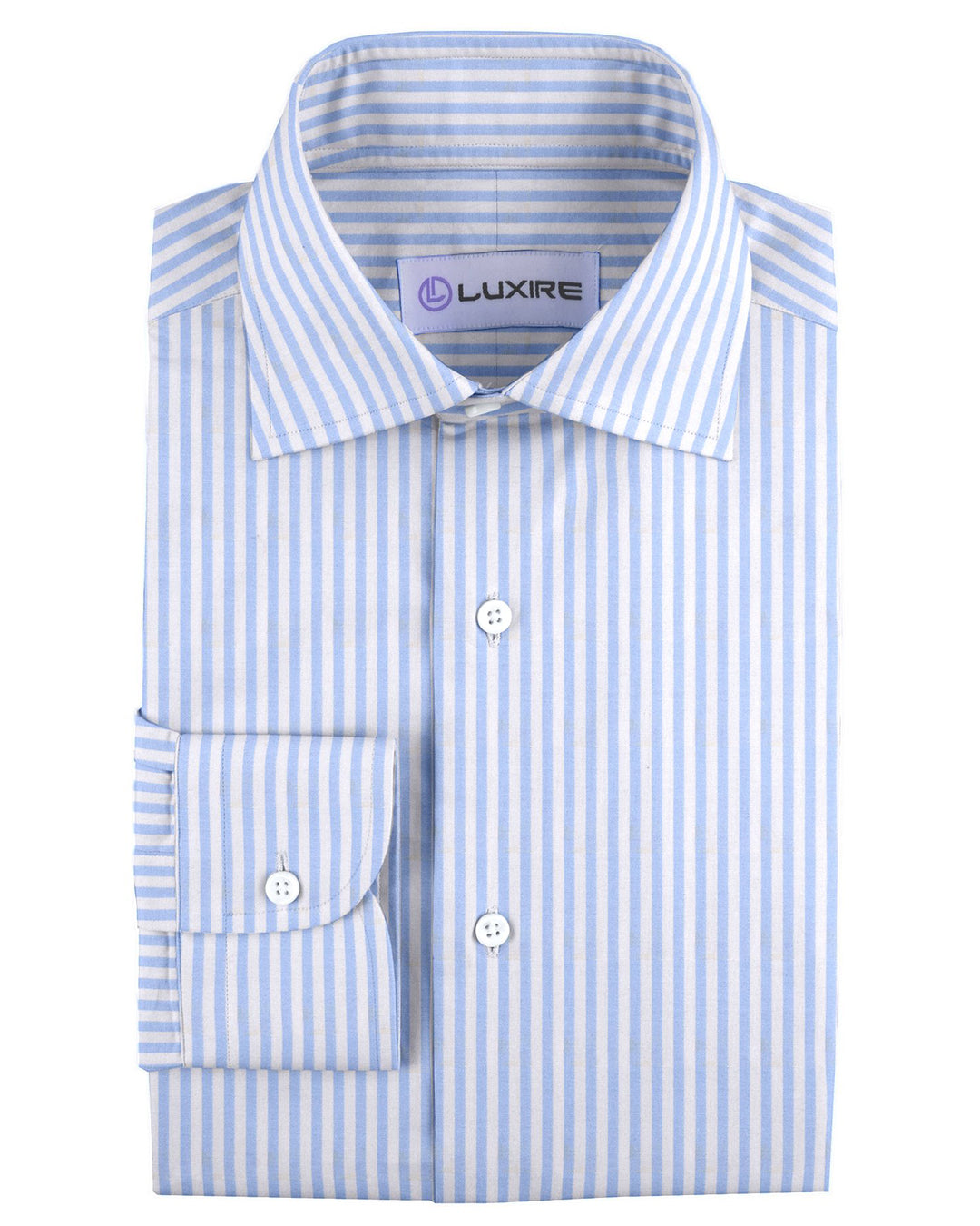 Summer Shirt in Powder Blue White Candy Stripes Seersucker - 1