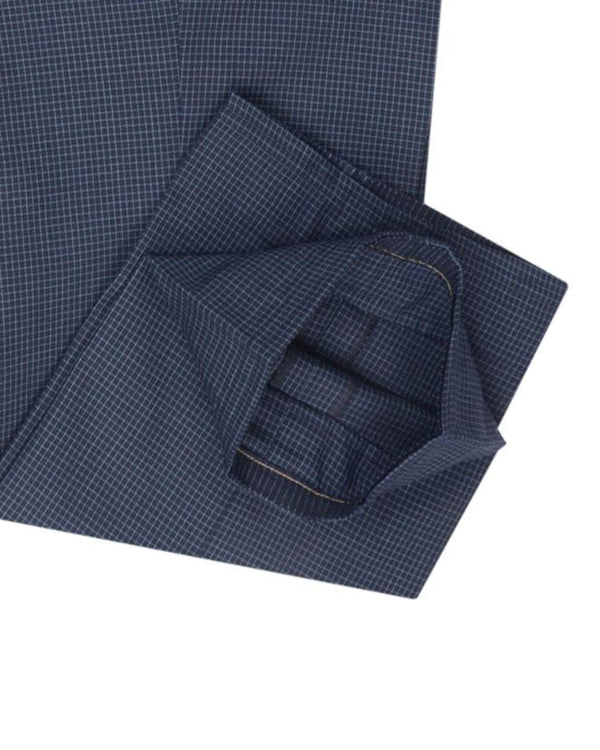 Holland & Sherry Crispaire Navy Grid Design