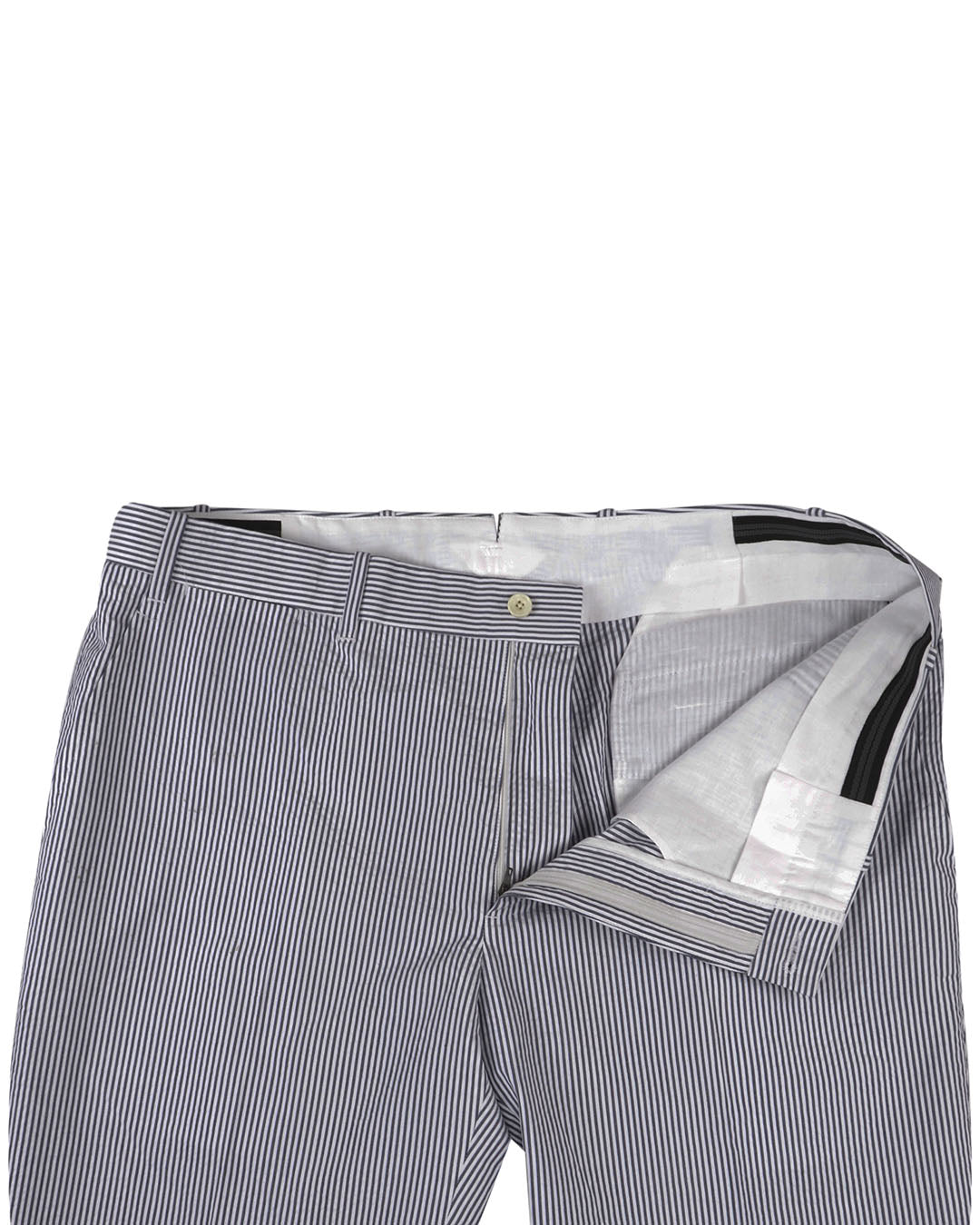Navy Blue White Candy Stripes Seersucker - 3