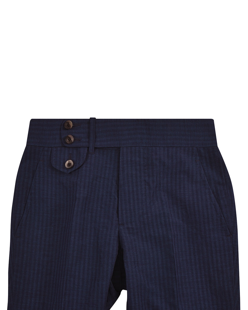 Loro Piana: Dark Blue Stripe Seersucker