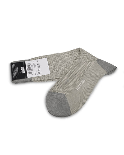 Pantherella FABIAN Cotton Herringbone - Mid Grey Mix