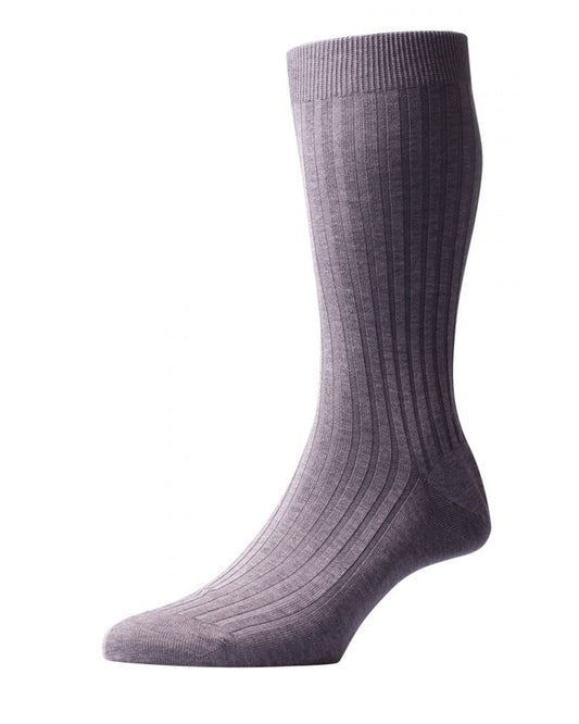 Pantherella Danvers Cotton Rib - Mid Grey