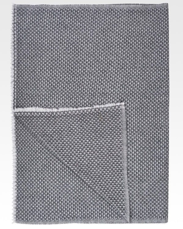 Soft Cashmere Wool Scarf - Dove brown zig-zag pattern