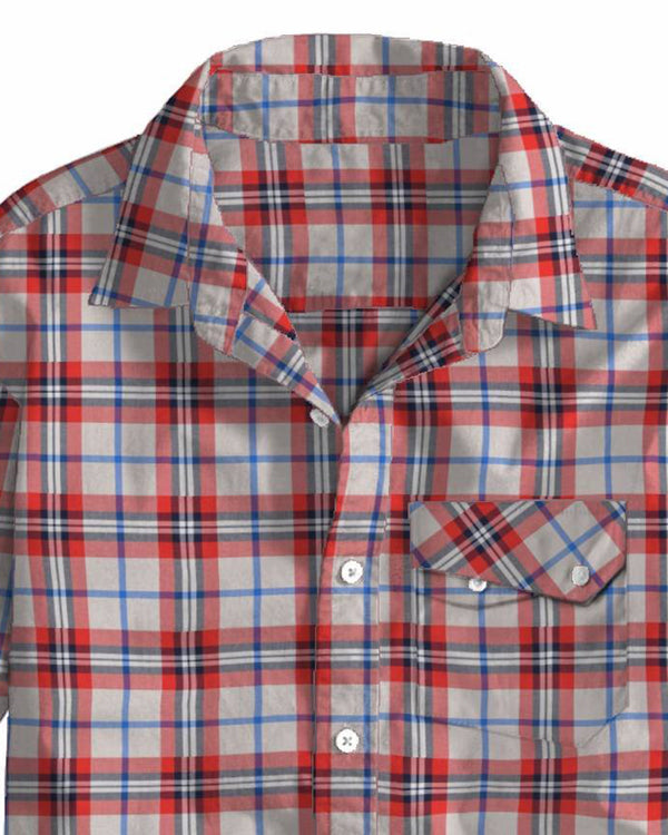 Red Navy Cream Twill Madras Checks