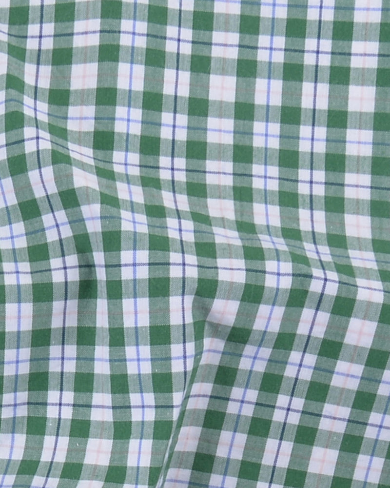 Classic Green Tattersall Checks On White
