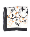 Pocket Square- Black Orange Floral On White