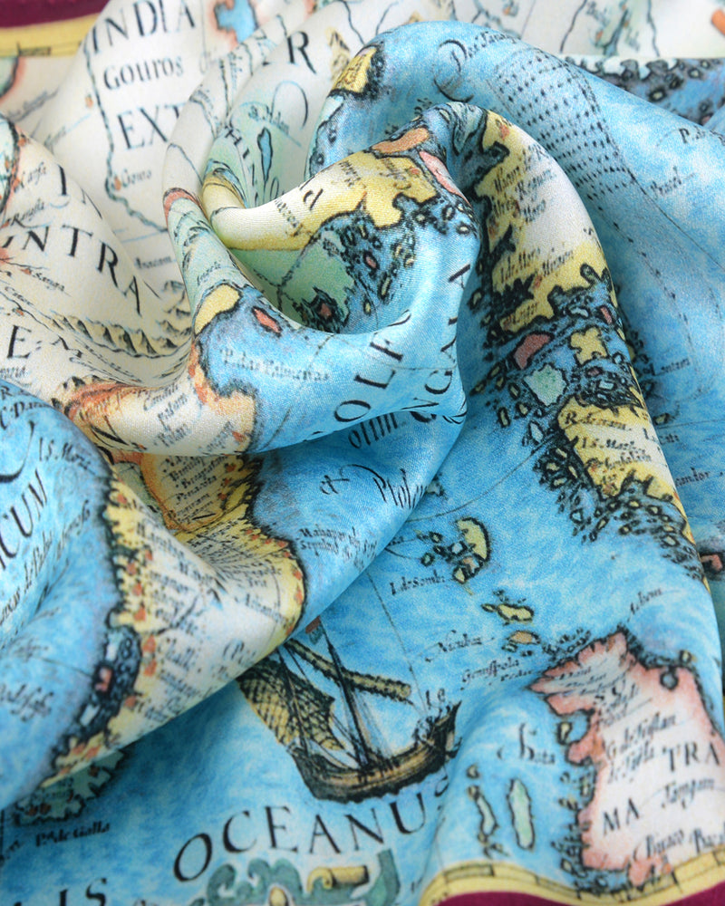Pocket Square-Blue Map