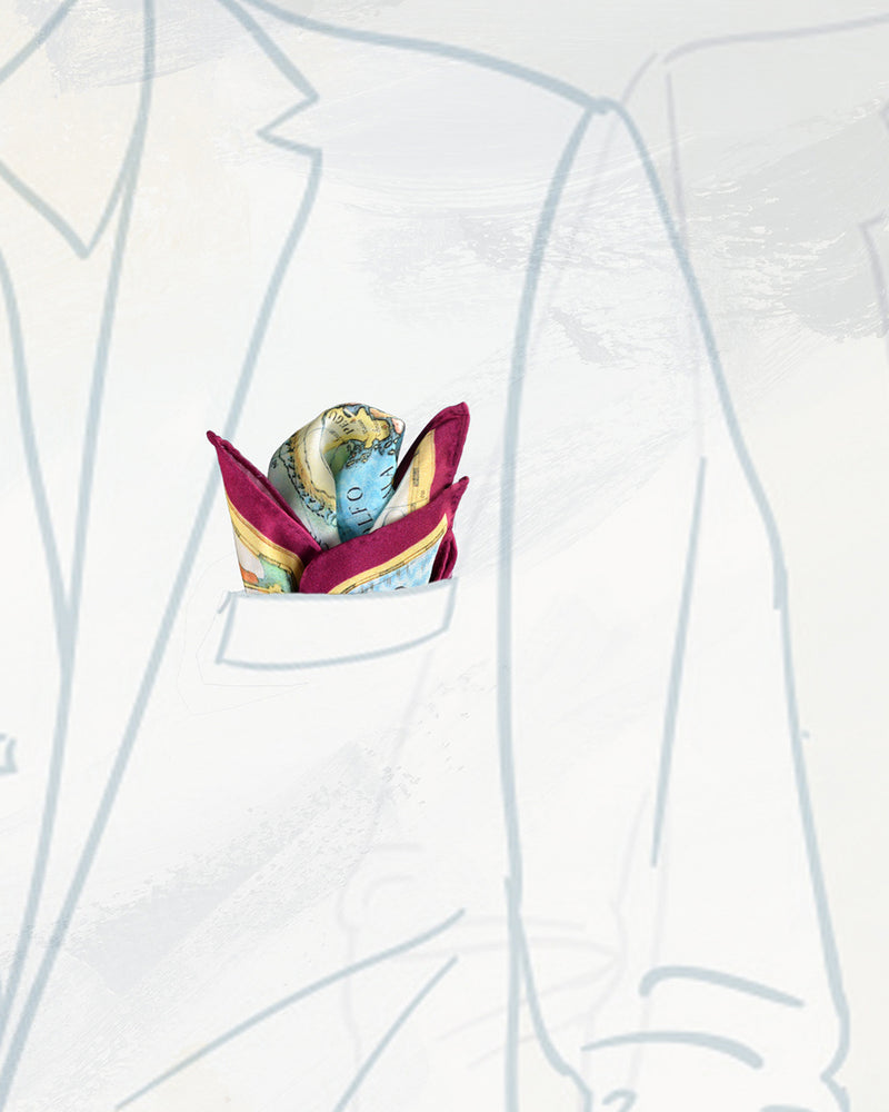 Pocket Square-Blue Map