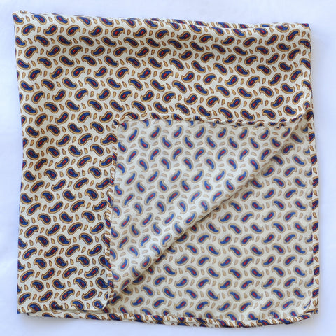 Cream Paisley Pocket Square