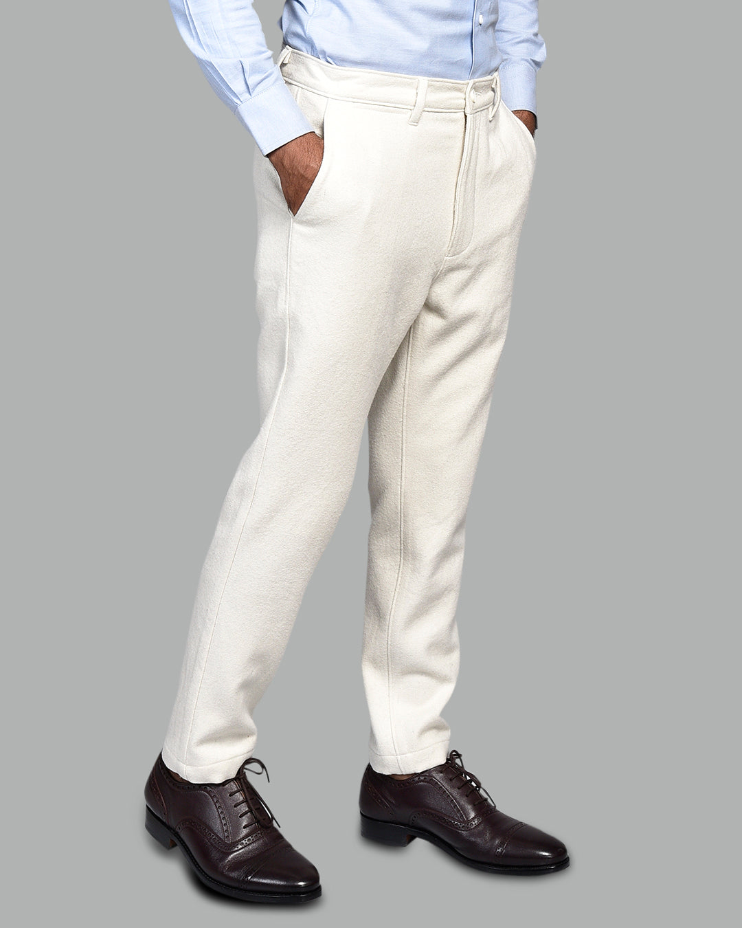 Cream Winter Pant in Recycled Wool