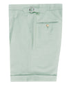 Pale Green Cotton Canvas Linen Shorts