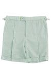 Pale Green Cotton Canvas Linen Shorts