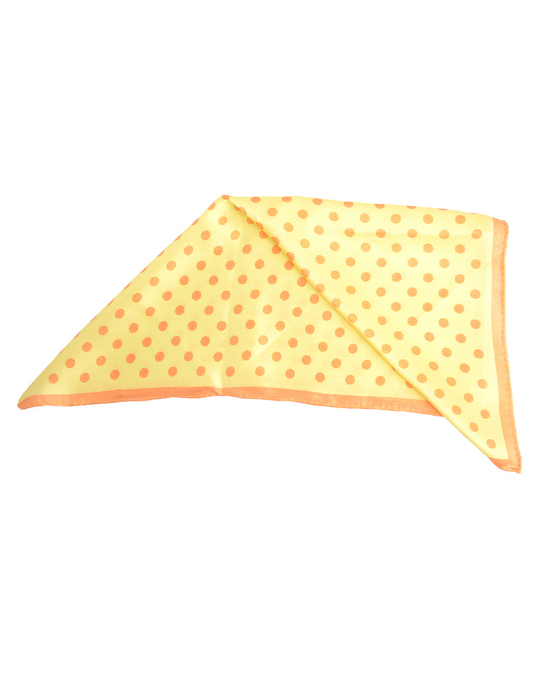 Pocket Square - Big Orange Polka Dots on Yellow