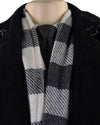 Cashmere Wool Scarf Black White Bold Checks Twill