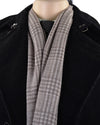Cashmere Wool Scarf Brownish Grey Checks On Cream