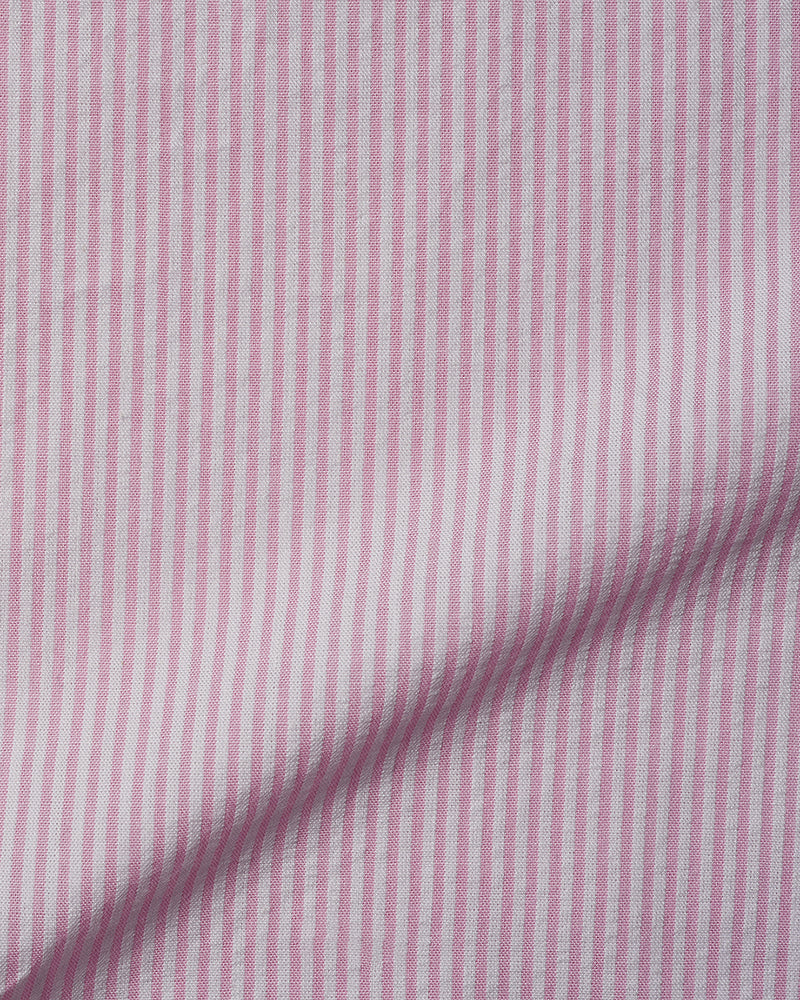 Pink White Pin Stripes Seersucker