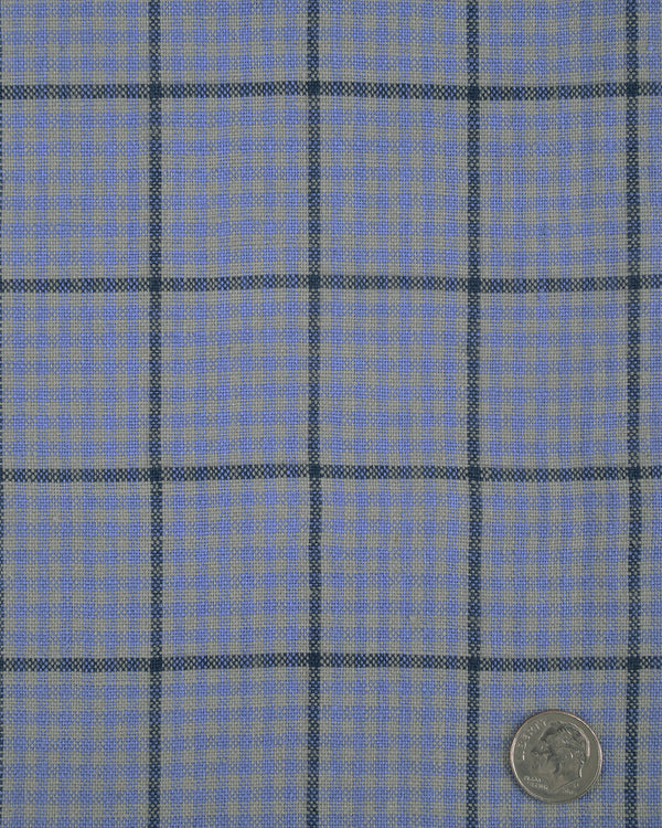Dugdale Silver & Light Blue Gingham With Navy Overcheck