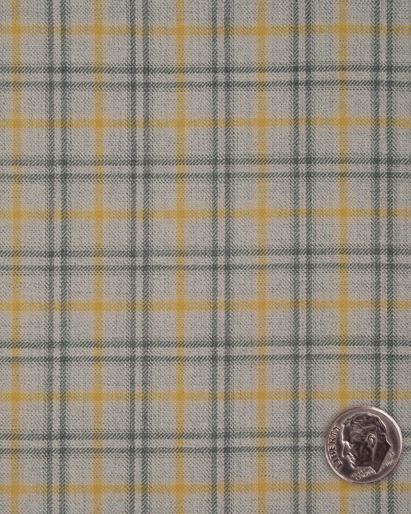 EThomas Tan Grey Tartan Plaid 130s Wool