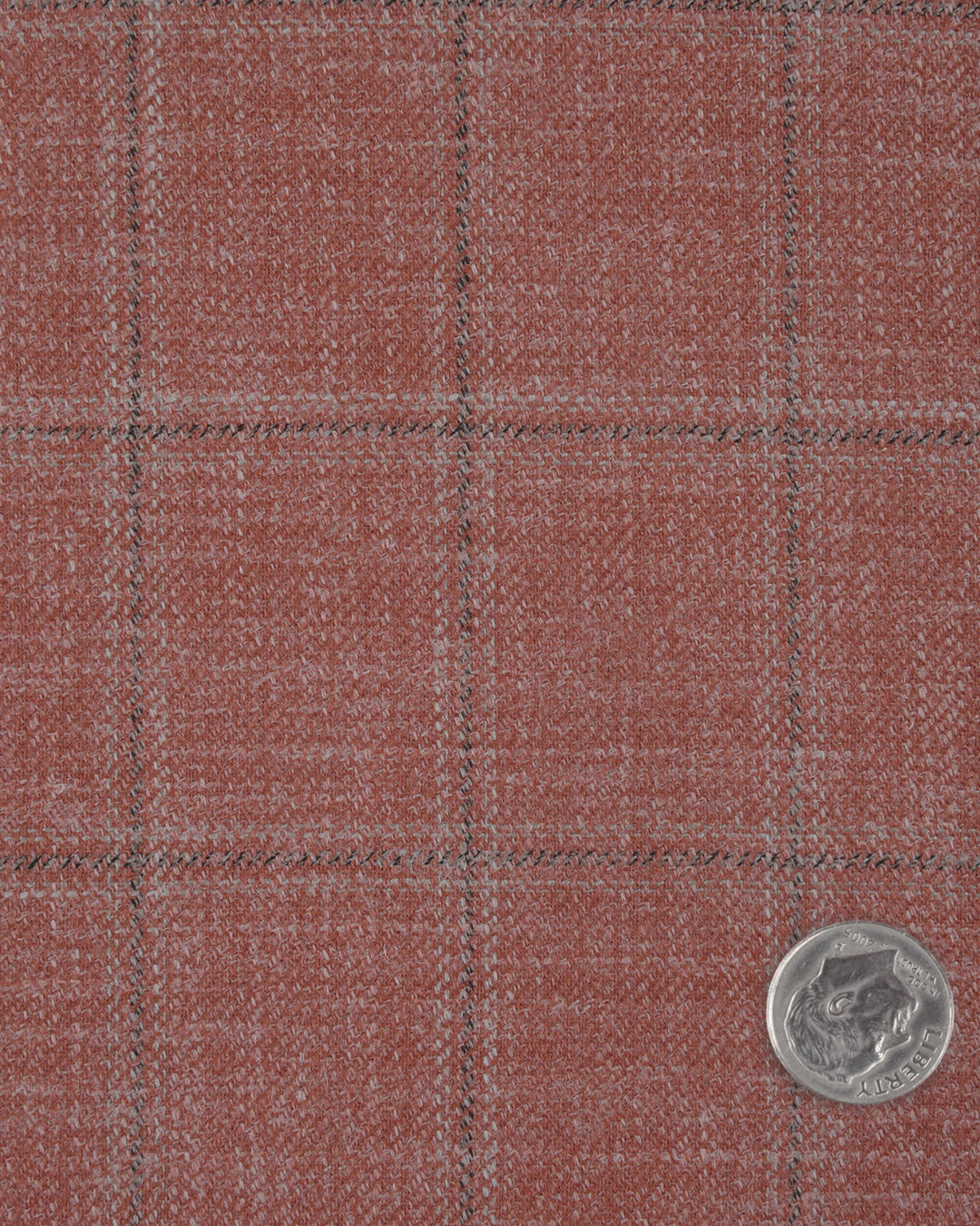 EThomas Dark Salmon Pink Windowpane Checks - 5