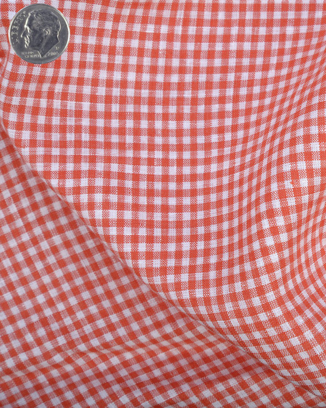 Linen:Orange Gingham Checks - 4
