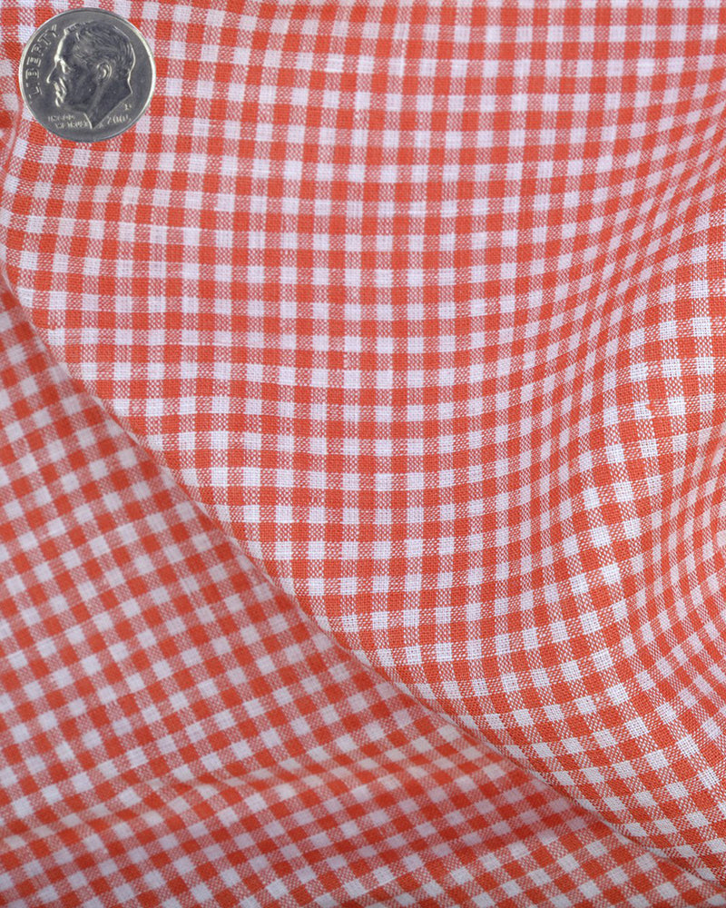 Linen:Orange Gingham Checks