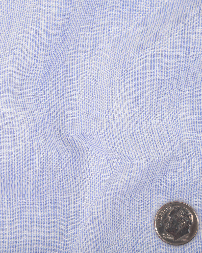 Grandi and Rubinelli Thin Cornflower Blue Stripes Linen