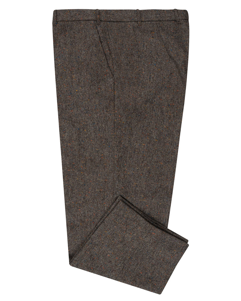 Holland & Sherry Tweed Wool Multicolor Brown Tint - Pink With Blue Orange Point Tweed