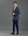 EThomas Prussian Blue Harringbone Jacket