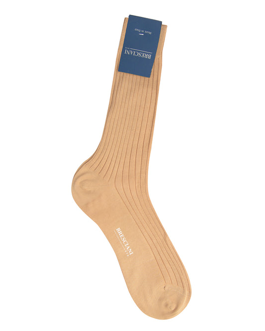 Bresciani  Cotton Rib Socks-Avana