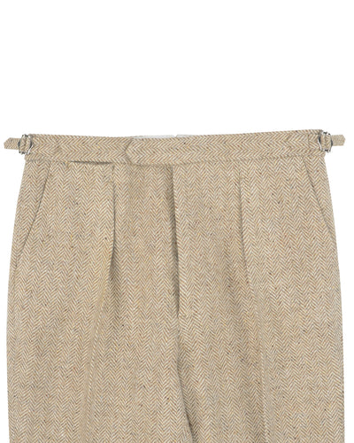 Molloy Herringbone Donegal Tweed Pants - Light Tan