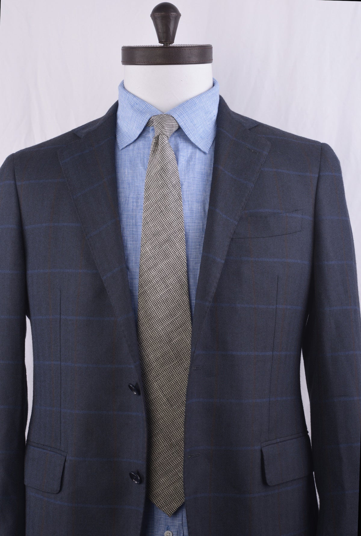 Linen Tie: Black White Houndstooth - 3