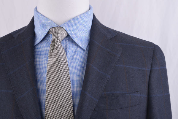 Linen Tie: Black White Houndstooth