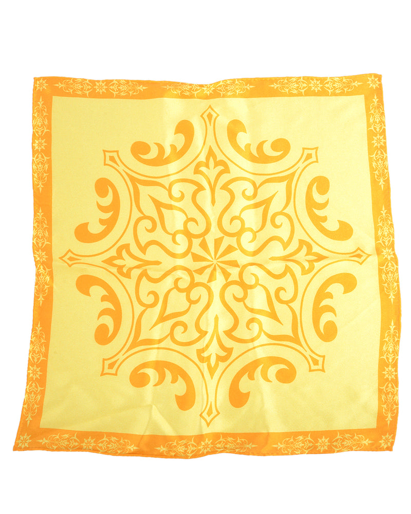 Pocket Square- Orange Print On Yellow