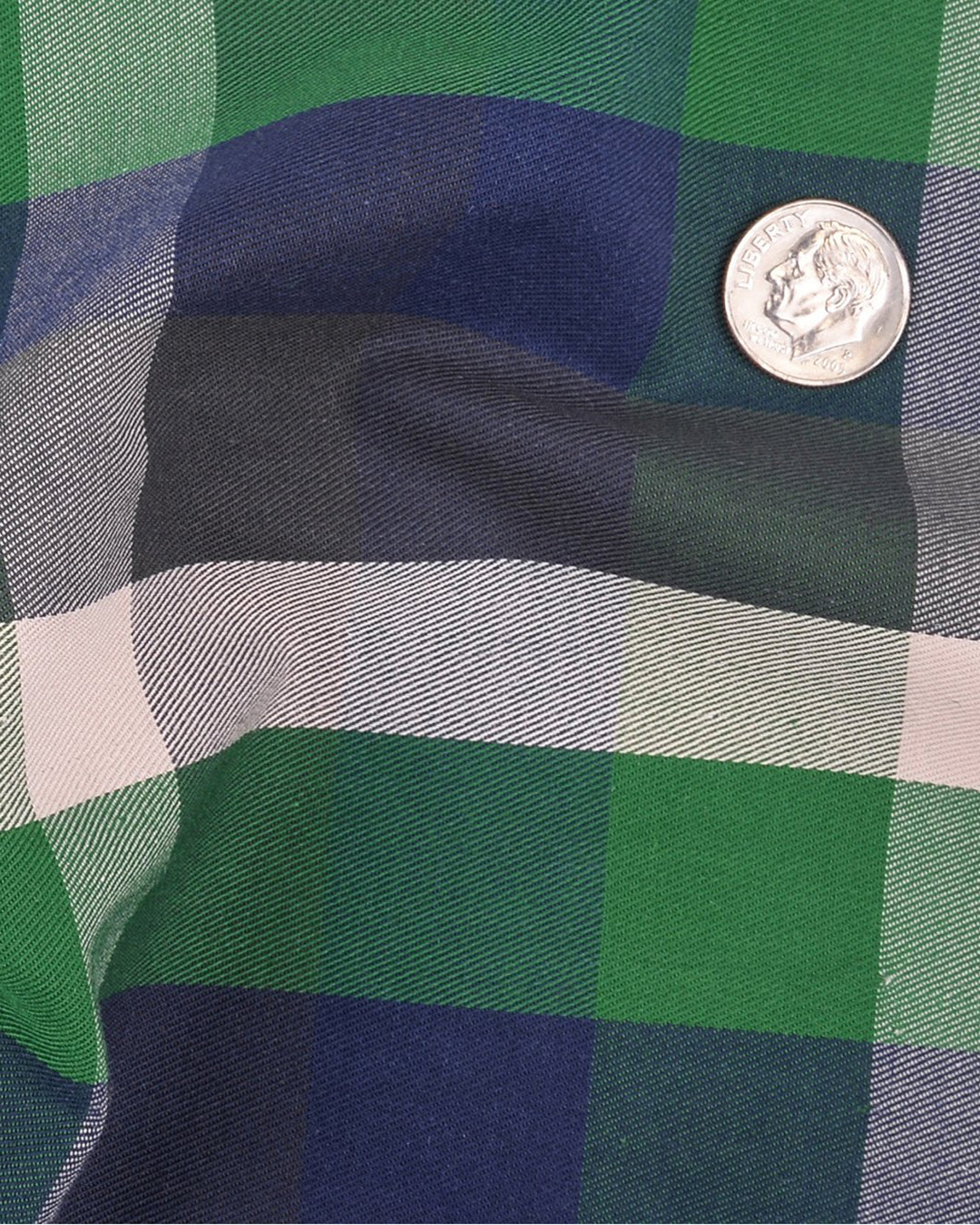 Twill: Green Navy Checks - 4