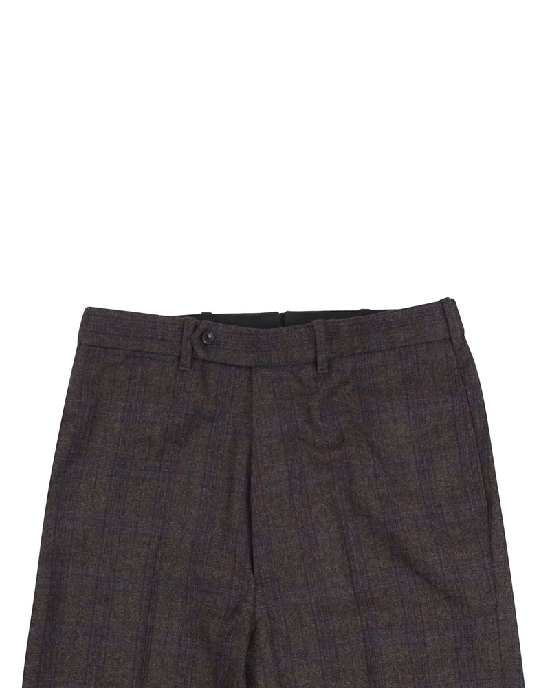 EThomas Charcoal Grey with Blue Brown Tartan Plaid 130s Wool