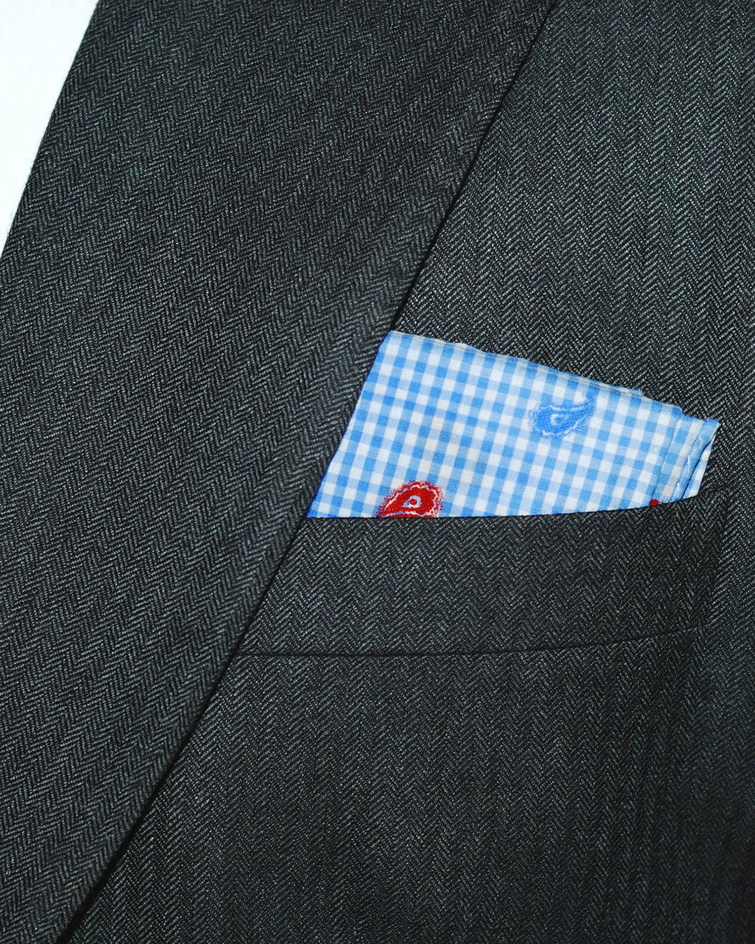 Red Blue Paisley Embroidered Pocket Square