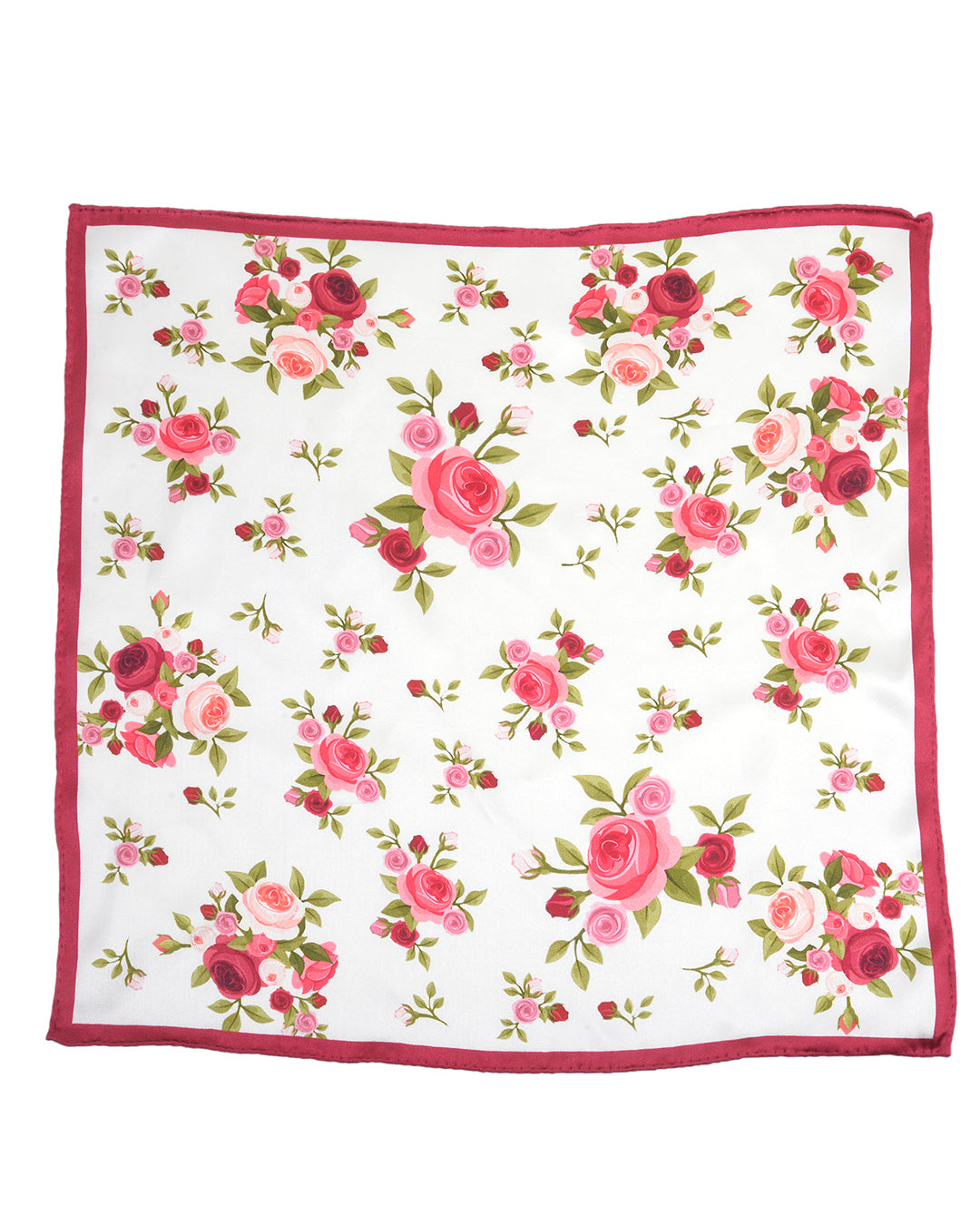 Pocket Square- Rose On Plain White - 1