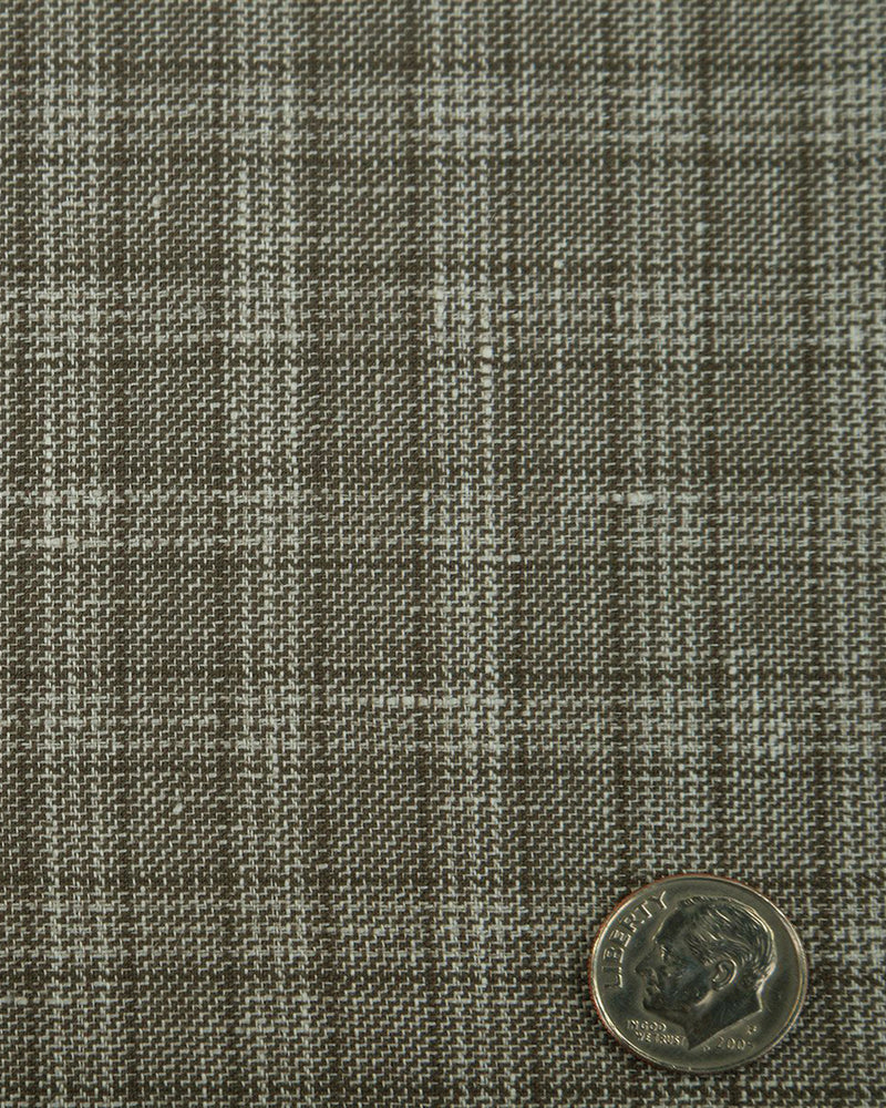 Scabal Linen Olive Green Tattersall Checks Pants